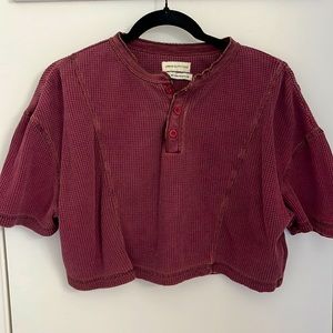 Cropped waffle distressed color top!